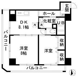 ウイングピア美園 2DKの間取図画像