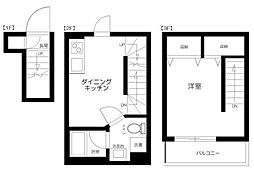 ソルナクレイシア学芸大学 1DKの間取図画像
