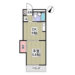 滝マンション第三春来 1DKの間取図画像