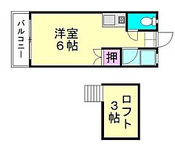 ウイング21街道B 1Kの間取図画像