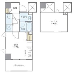 JR山手線 品川駅 徒歩9分の賃貸マンション 5階ワンルームの間取り