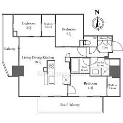 オーキッドレジデンス渋谷富ヶ谷 12階3LDKの間取り