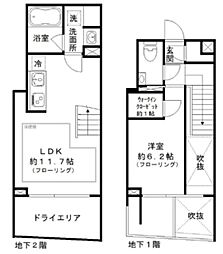 IPSE代々木上原DLX 地下1階1LDKの間取り