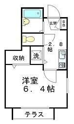 ファミール中野 1階1Kの間取り