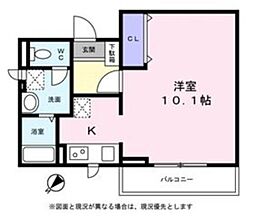 グランドゥール 2階ワンルームの間取り