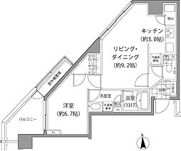 エーデル練馬 2階1LDKの間取り