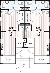 フィオーレ大森 2階ワンルームの間取り