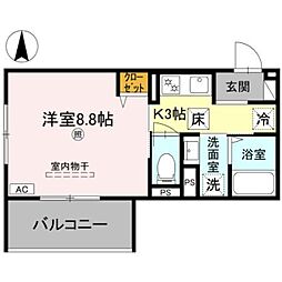 叡山電鉄叡山本線 修学院駅 徒歩4分の賃貸アパート 1階1Kの間取り