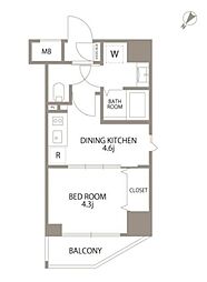 東京メトロ南北線 赤羽岩淵駅 徒歩4分の賃貸マンション 6階1DKの間取り