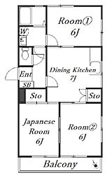 サンヒルズマンション 3DKの間取図画像