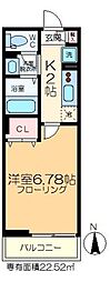フォレストヤマザキ 1Kの間取図画像