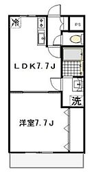 AKマンション 3階1LDKの間取り