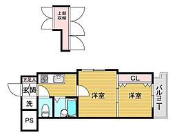 アリビオ天神南 2Kの間取図画像