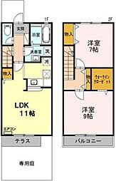 パストラルII 1階2LDKの間取り