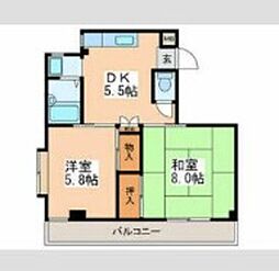 グリーンハイツ小金井 2DKの間取図画像