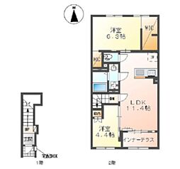 Y.S  TERRACE2 2LDKの間取図画像