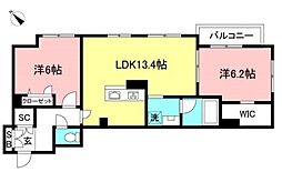 シェモア 2LDKの間取図画像