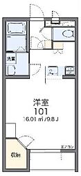 レオパレスコスモスカイ2 1Kの間取図画像