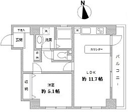 ラクラス田原町 1LDKの間取図画像