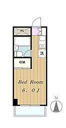 スカイコート町田 2階1Kの間取り