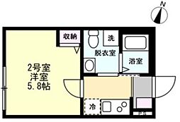 ベイルーム橋本Grande 3階1Kの間取り