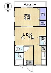 ハイツ石山 1LDKの間取図画像