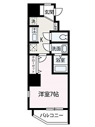 プリンセスライン 4階1Kの間取り