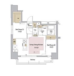 アーバネックス新御徒町 8階2LDKの間取り