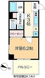 サクシード金町 4階1Kの間取り