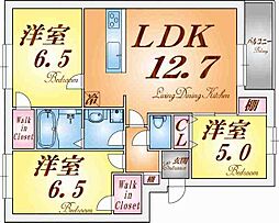 グルーブ五色山 3LDKの間取図画像