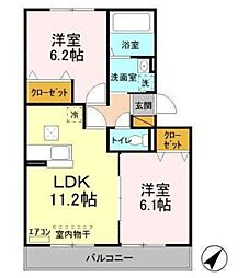 カシータ3 2LDKの間取図画像