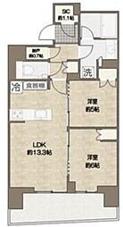 HARUMI FLAG SUN VILLAGE B棟 11階2SLDKの間取り