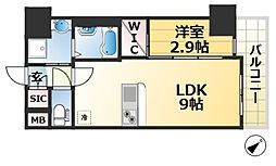 スワンズシティ神戸湊川II 1LDKの間取図画像