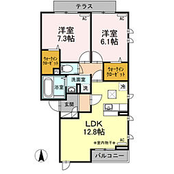 オスト 2階2LDKの間取り