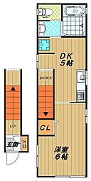 アイハイツ 2階1DKの間取り