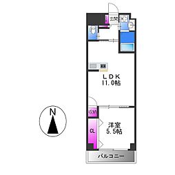 Avvenire深江橋 1階1LDKの間取り
