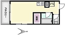 クレセント・M ワンルームの間取図画像