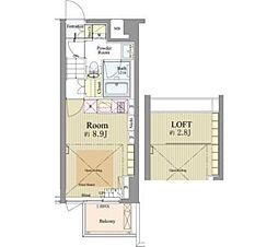 神楽坂南町ハウス 1階ワンルームの間取り