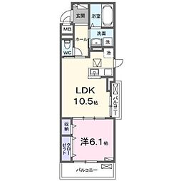クラール 1階1LDKの間取り