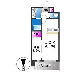 D.Clarest長田駅前 1LDKの間取図画像
