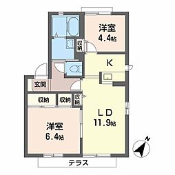 大町ガーデン・ライフ泉本E 2LDKの間取図画像