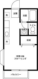 グレッシュＴＮ 2階1Kの間取り
