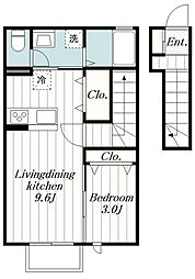 小田急小田原線 柿生駅 バス9分 麻生不動入口下車 徒歩4分の賃貸アパート 2階1LDKの間取り