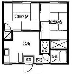 コーポ茜 2階2DKの間取り