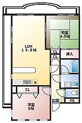 新栄商事ビル 4階2LDKの間取り