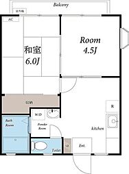 サンハイツ南原1 2DKの間取図画像