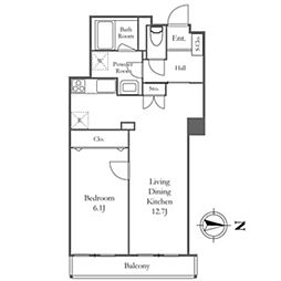 リバーシティ21イーストタワーズ10棟 32階1LDKの間取り