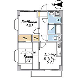 ジョイホームズ2 2DKの間取図画像
