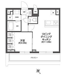 グランパセオ四谷若葉 5階1LDKの間取り
