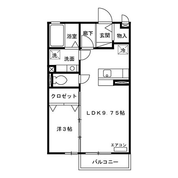 サンクレア　I ｜東京都小平市花小金井南町１丁目(賃貸アパート1LDK・1階・33.39㎡)の写真 その2